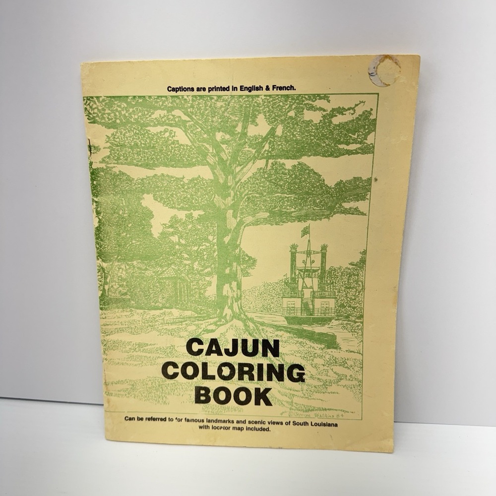 1984 Cajun Coloring Book by George Watkins Louisiana Landmarks Eng French Unused
